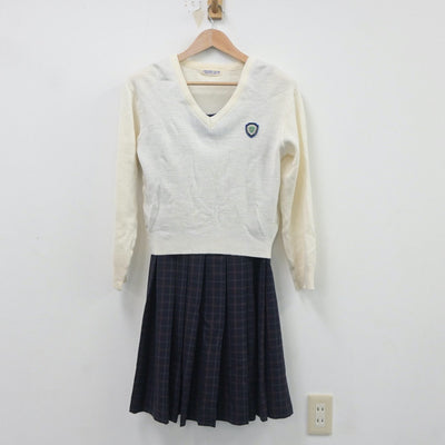 【中古】福岡県 精華女子高等学校 女子制服 3点（ブレザー・ニット・ジャンパースカート）sf020778