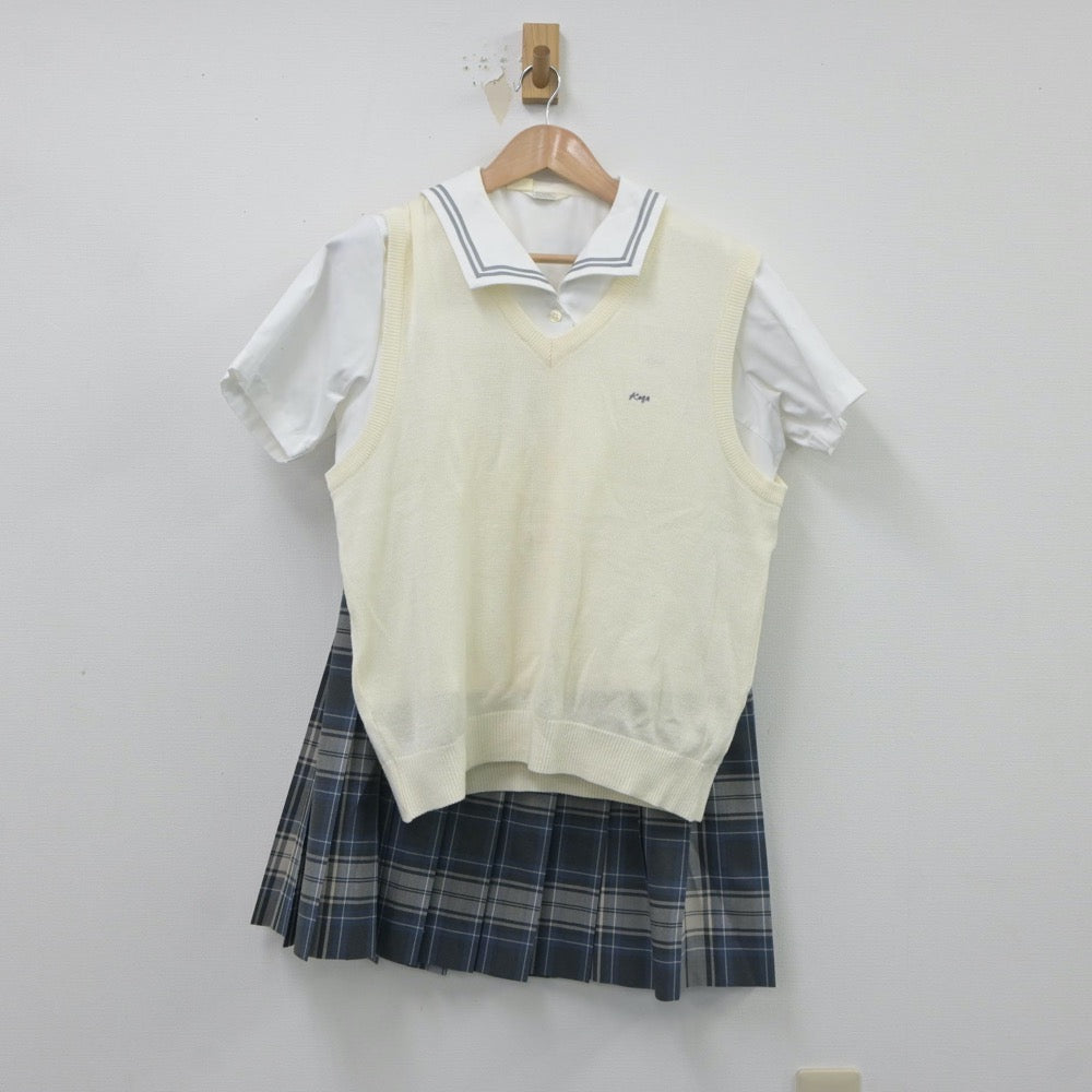 【中古】茨城県 古河第二高等学校 女子制服 4点（ニットベスト・セーラー服・スカート）sf020788