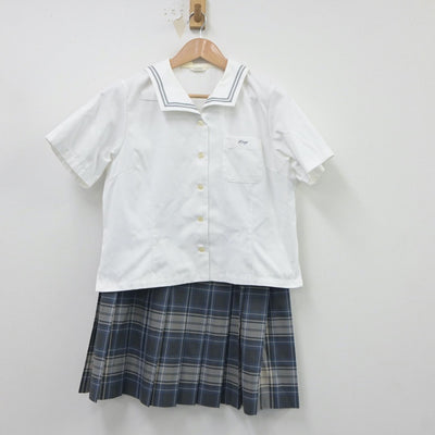 【中古】茨城県 古河第二高等学校 女子制服 4点（ニットベスト・セーラー服・スカート）sf020788