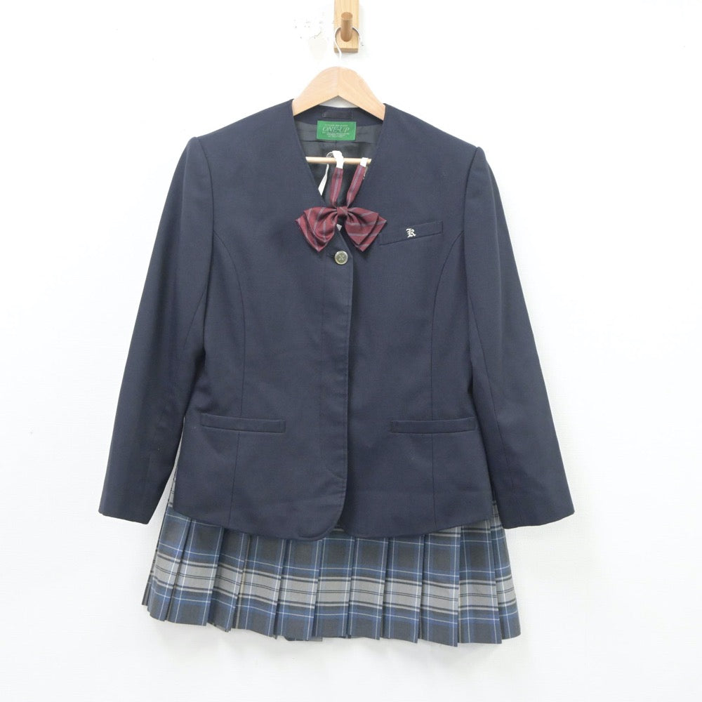 【中古】茨城県 古河第二高等学校 女子制服 5点（ブレザー・ニット・スカート）sf020789