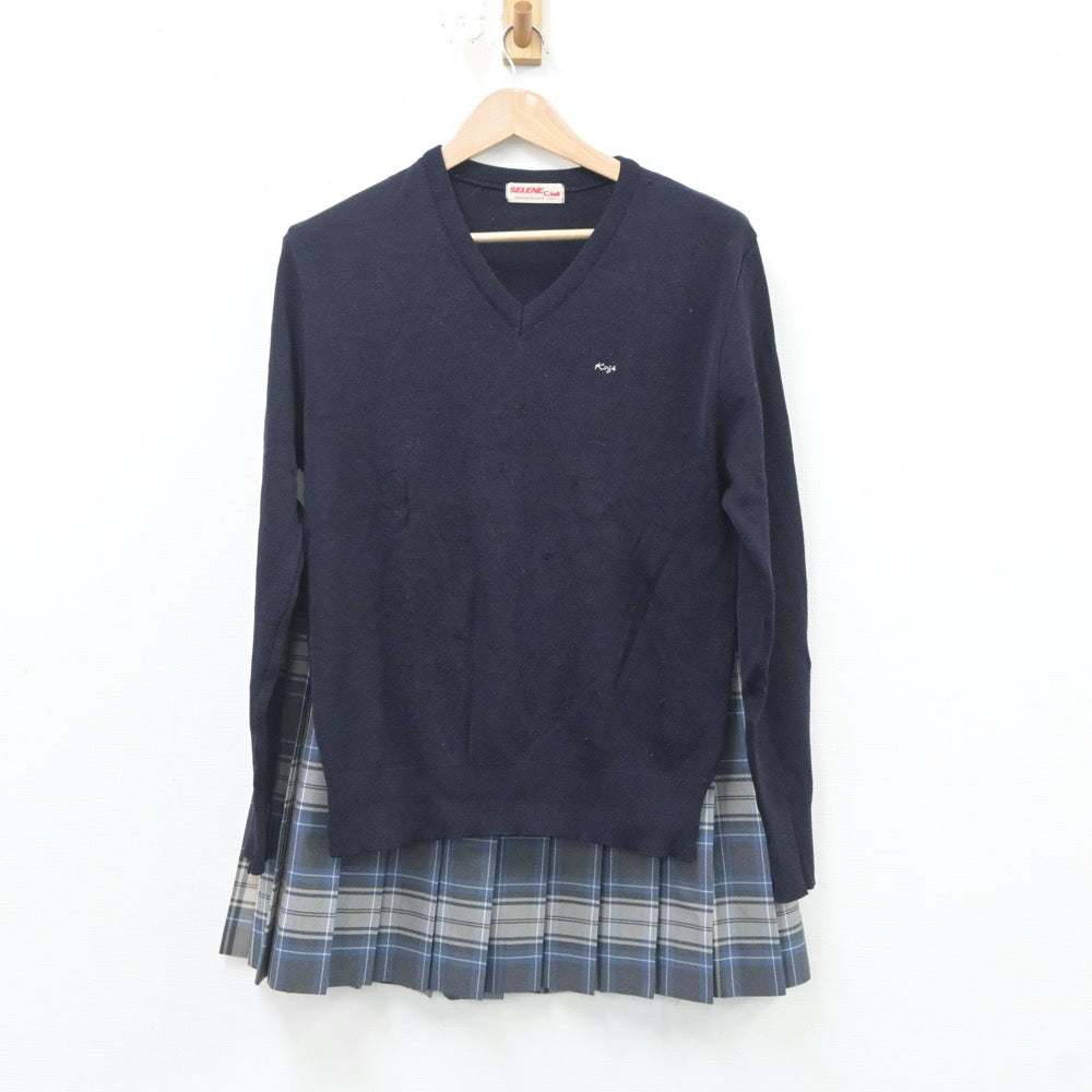 【中古】茨城県 古河第二高等学校 女子制服 5点（ブレザー・ニット・スカート）sf020789