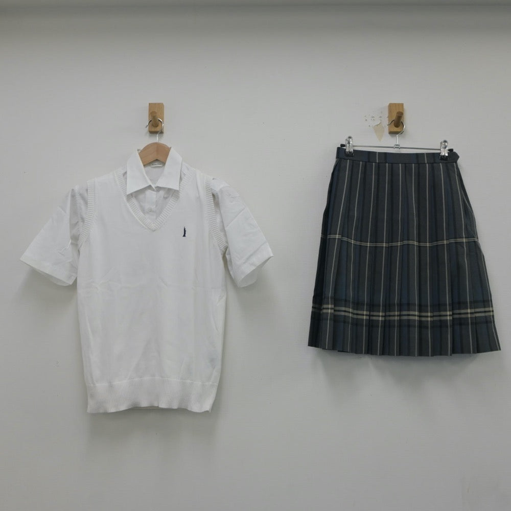 【中古】東京都 三田高等学校 女子制服 3点（シャツ・ニットベスト・スカート）sf020809