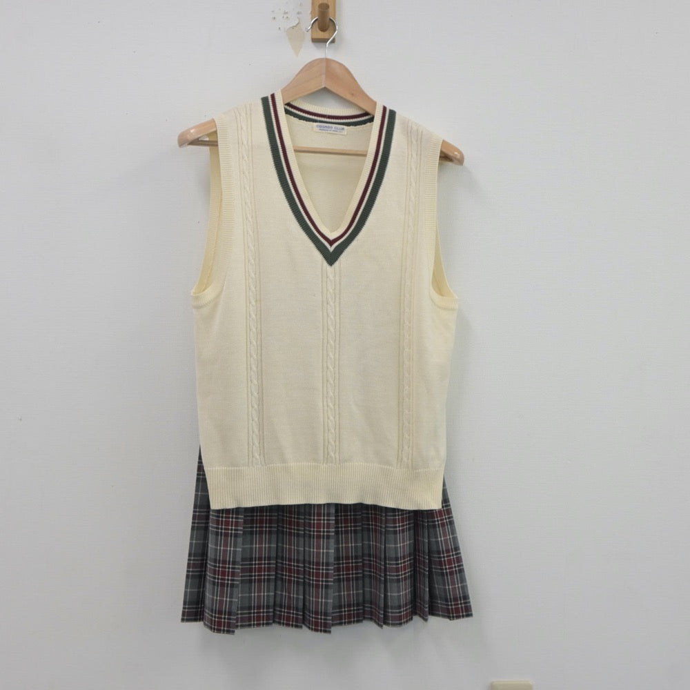 【中古】愛媛県 宇和島南中等教育学校 女子制服 3点（ニットベスト・スカート）sf020854