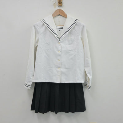 【中古】愛媛県 新居浜西高等学校 女子制服 4点（ニット・セーラー服・スカート）sf020867