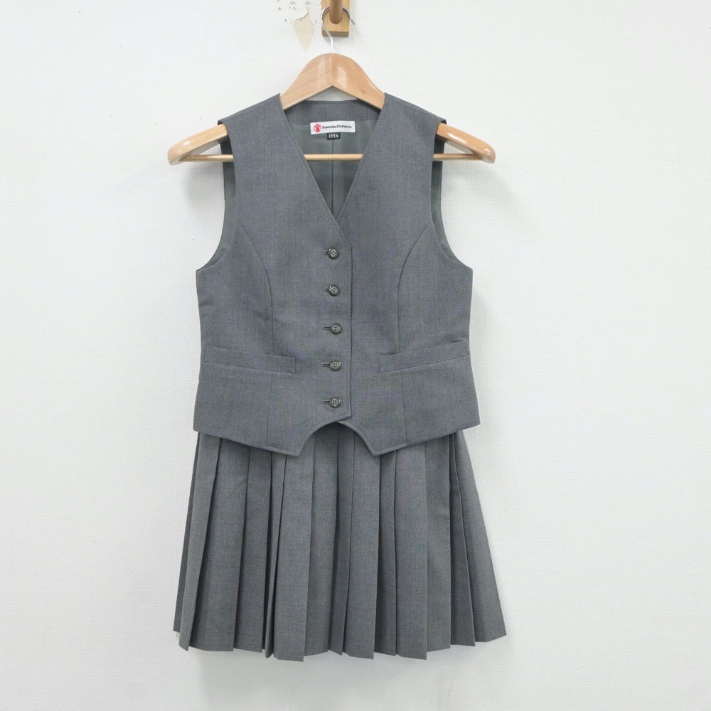 【中古】神奈川県 あざみ野中学校 女子制服 2点（ベスト・スカート）sf020872