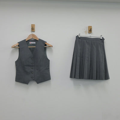 【中古】神奈川県 あざみ野中学校 女子制服 2点（ベスト・スカート）sf020872