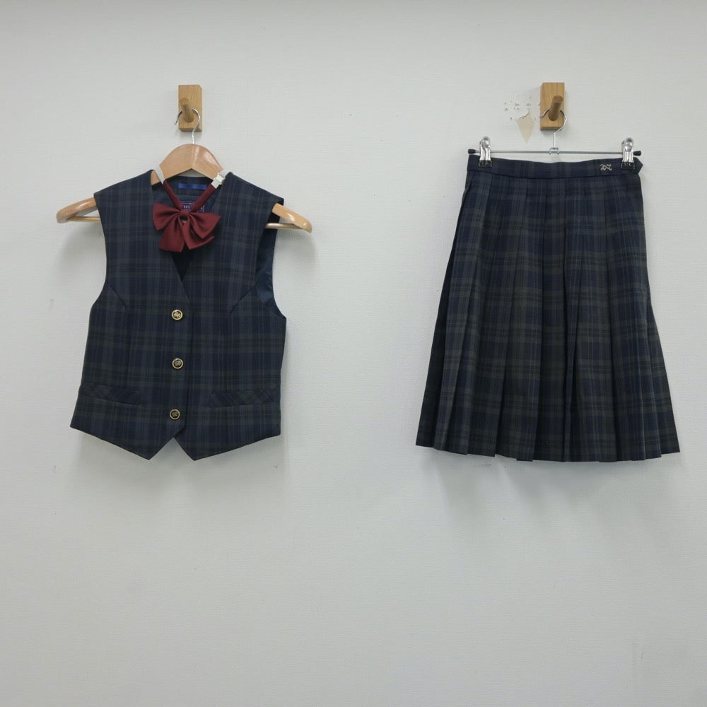 【中古】京都府 京都府立西乙訓高等学校 女子制服 3点（ベスト・スカート）sf020893