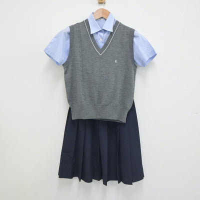 【中古】千葉県 千葉県立鎌ケ谷高等学校 女子制服 4点（シャツ・ニットベスト・スカート）sf020914