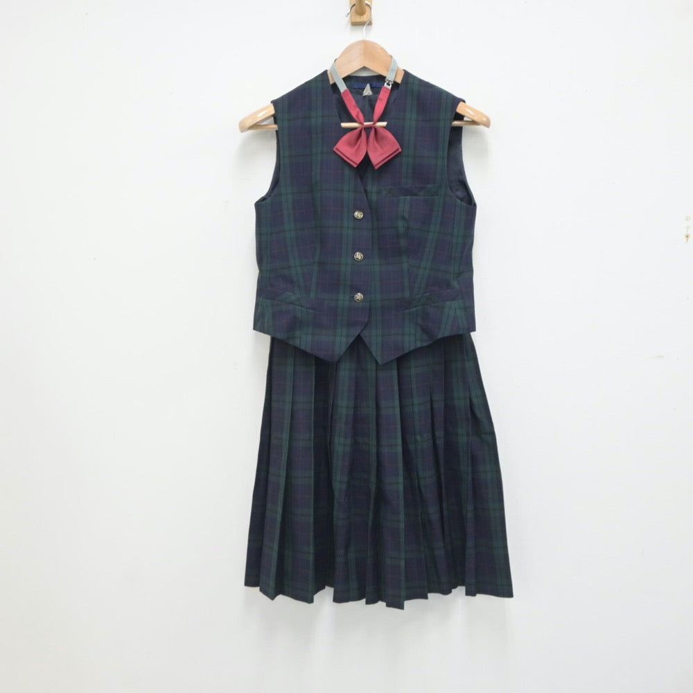 【中古】大阪府 芦屋市立精道中学校 女子制服 5点（ブレザー・ニット・ベスト・スカート）sf020930