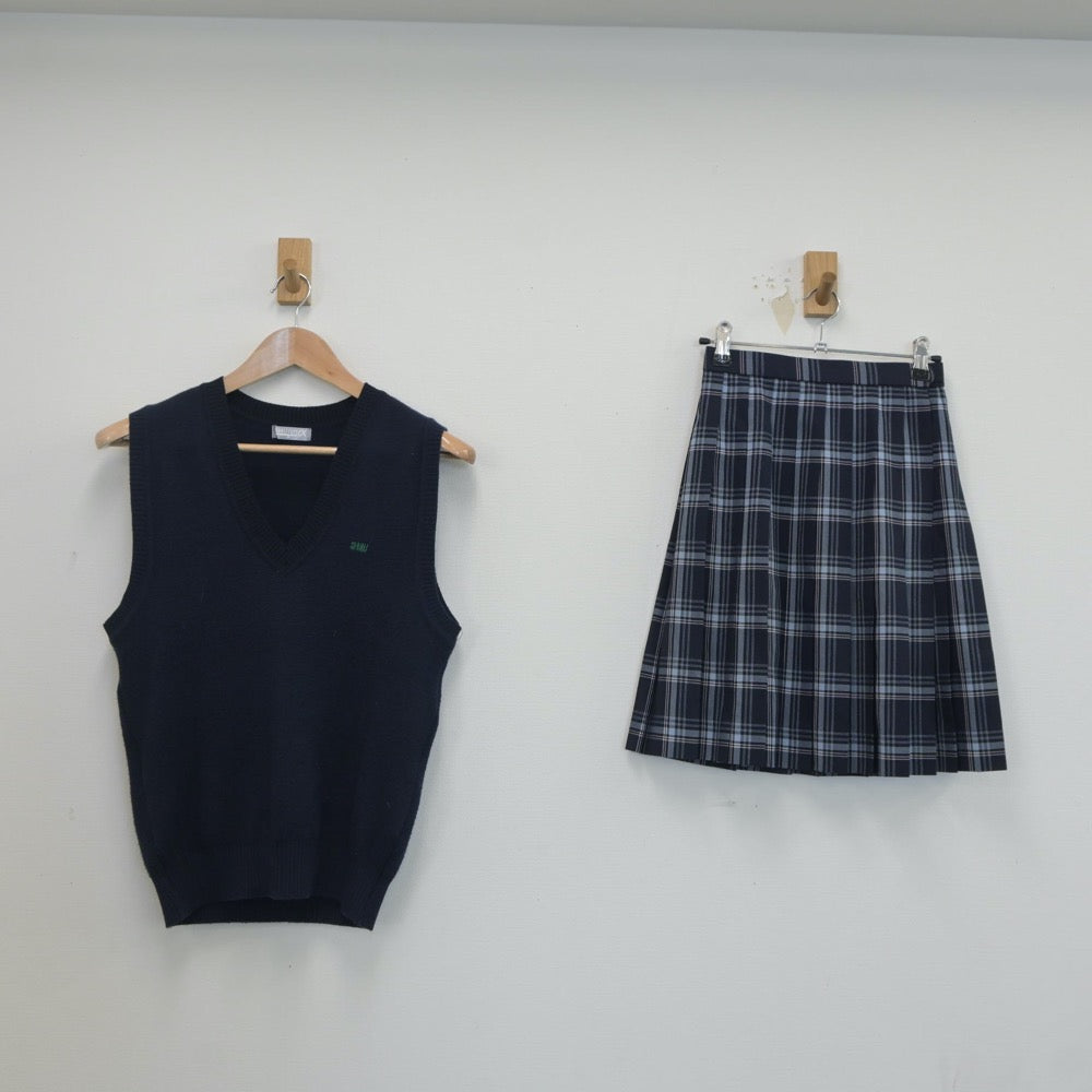 【中古】山梨県 駿台甲府高等学校 女子制服 2点（ニットベスト・スカート）sf020940