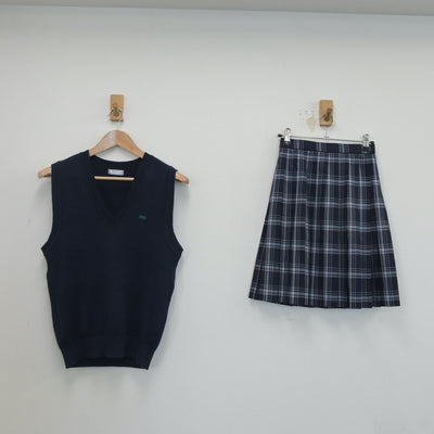 【中古】山梨県 駿台甲府高等学校 女子制服 2点（ニットベスト・スカート）sf020940