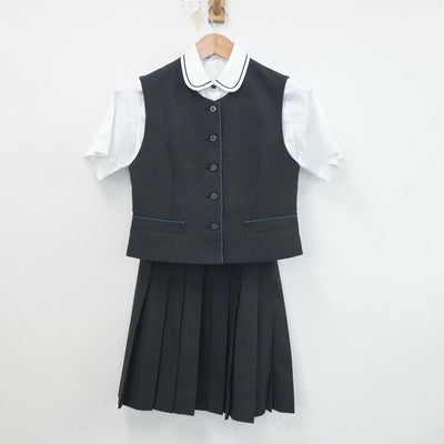 【中古】神奈川県 鎌倉女子大高等部 女子制服 3点（ベスト・シャツ・スカート）sf020957