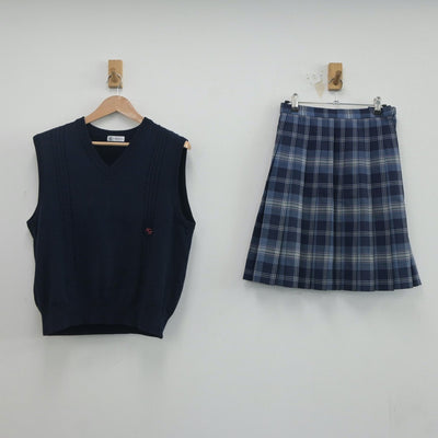 【中古】千葉県 木更津総合高等学校 女子制服 2点（ニットベスト・スカート）sf020986