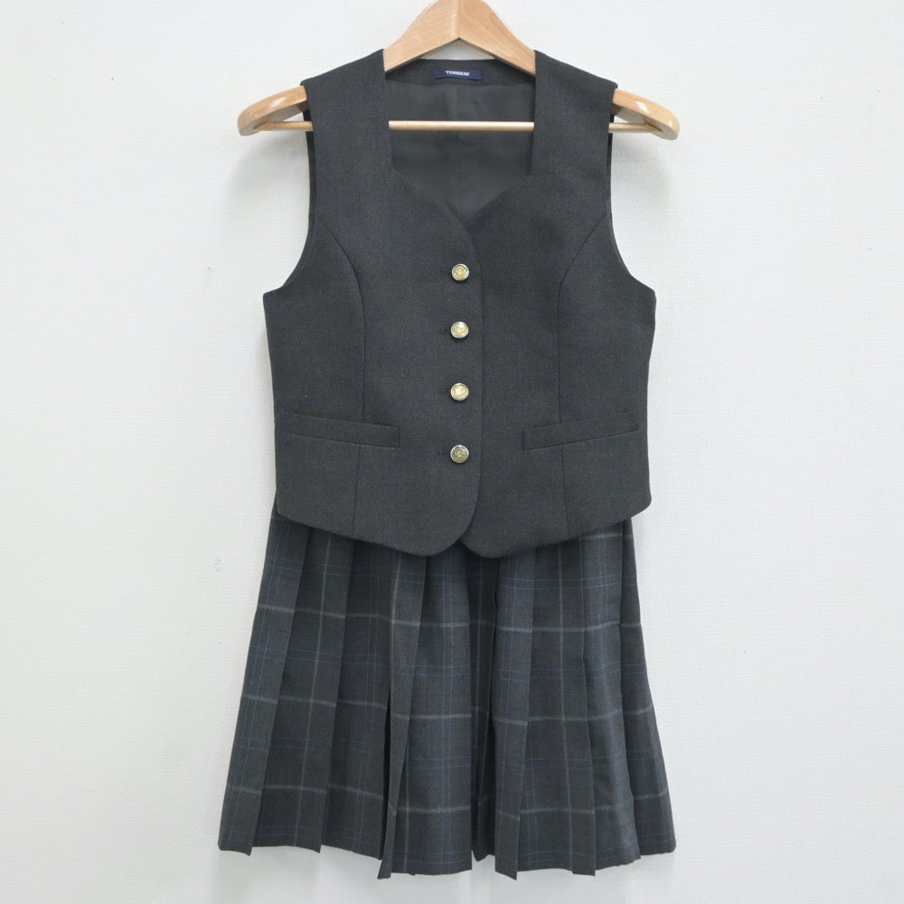 【中古】東京都 総合芸術高等学校 女子制服 2点（ベスト・スカート）sf020991