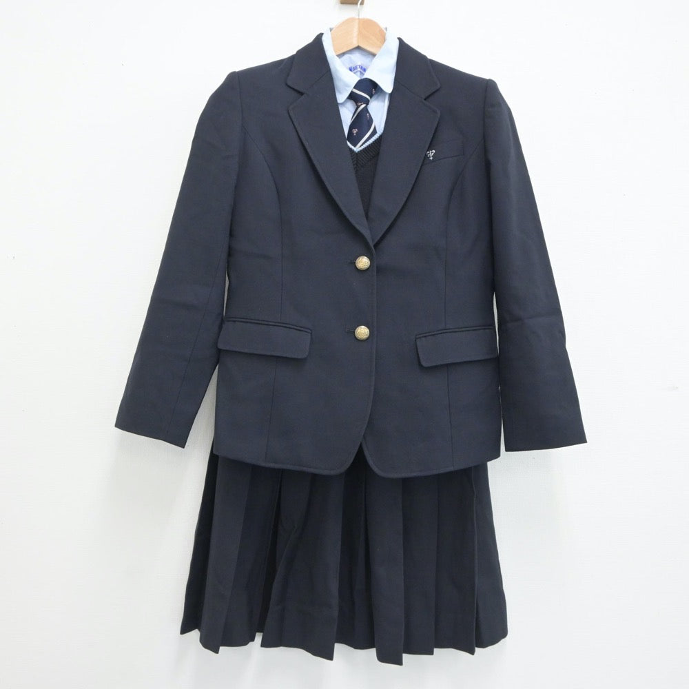 【中古】東京都 日本大学鶴ヶ丘高等学校 女子制服 5点（ブレザー・シャツ・ニット・スカート）sf021036