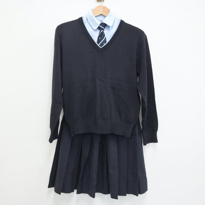 【中古】東京都 日本大学鶴ヶ丘高等学校 女子制服 5点（ブレザー・シャツ・ニット・スカート）sf021036