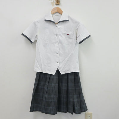 【中古】兵庫県 明石西高等学校 女子制服 4点（ニットベスト・シャツ・スカート）sf021073