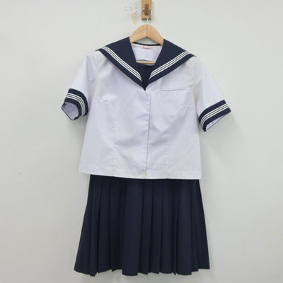 【中古】千葉県 富津中学校 女子制服 2点（セーラー服・スカート）sf021076