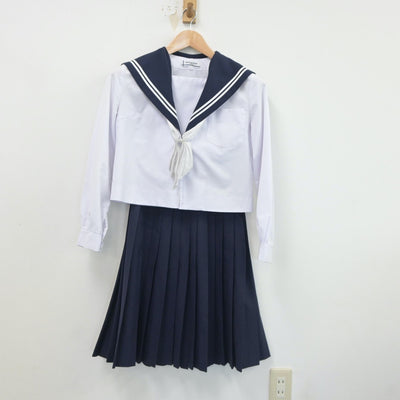 【中古】愛知県 八幡中学校 女子制服 5点（セーラー服・セーラー服・スカート）sf021085
