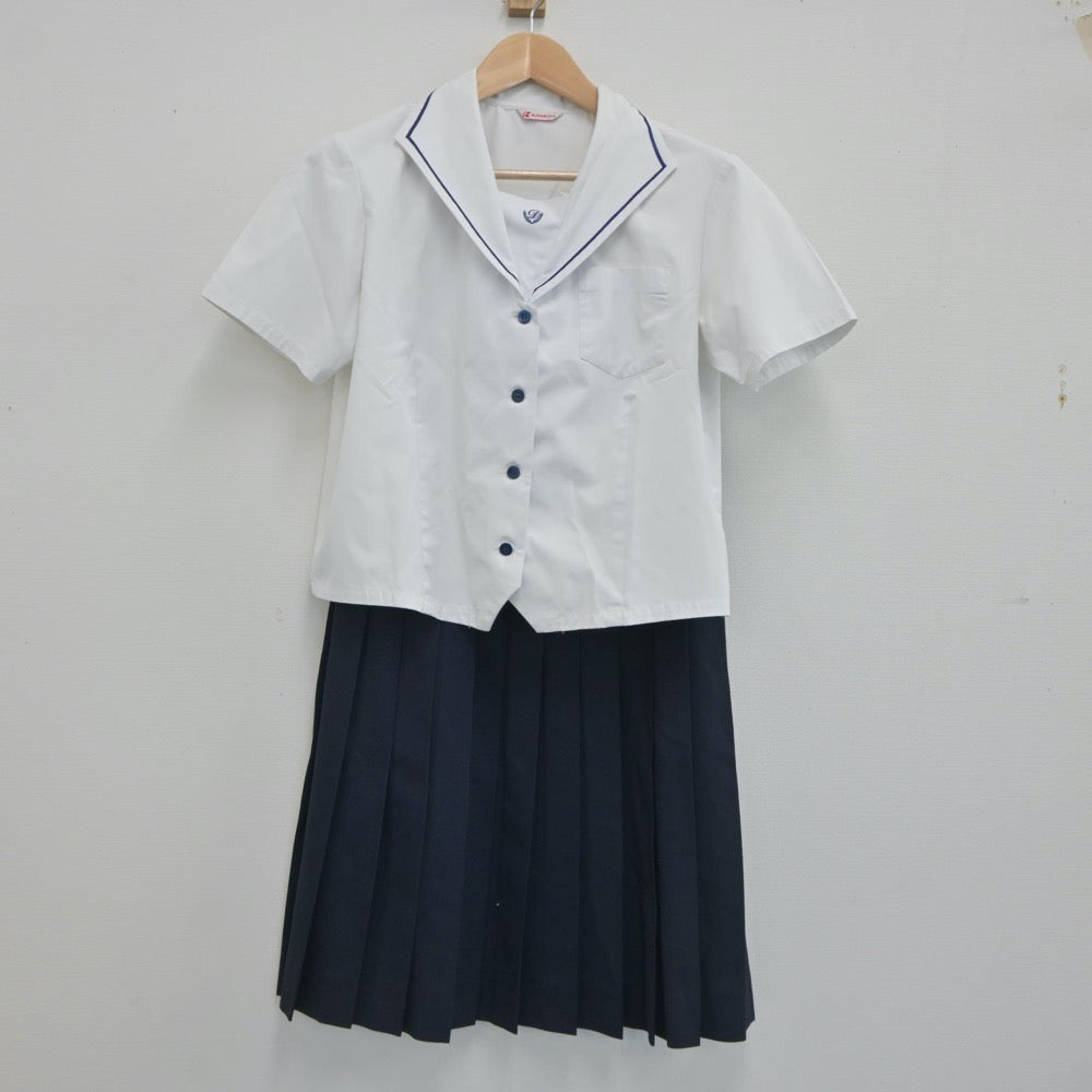 【中古】愛媛県 道後中学校 女子制服 3点（セーラー服・シャツ・スカート）sf021144