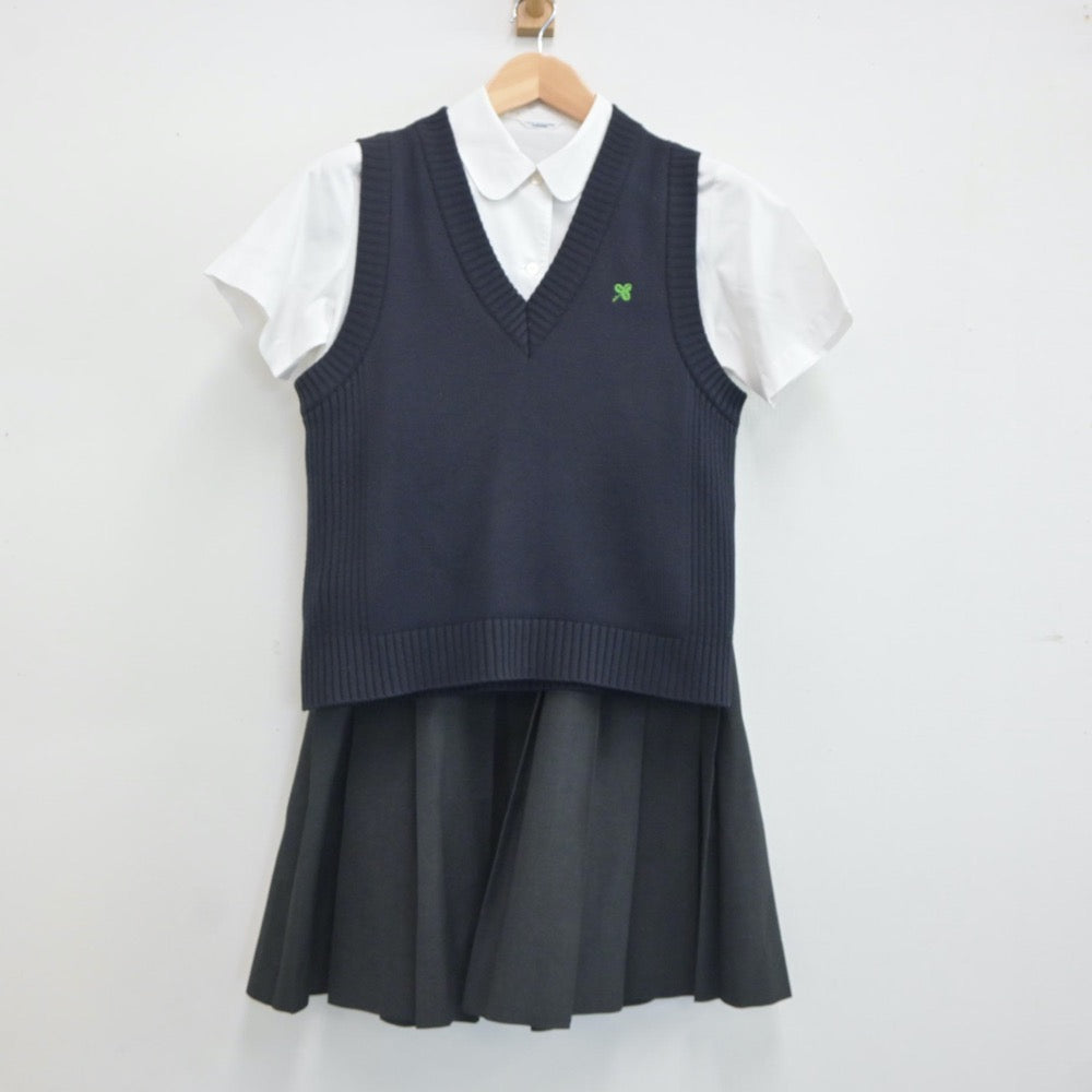 【中古】広島県 広島翔洋高等学校 女子制服 3点（シャツ・ニットベスト・スカート）sf021153