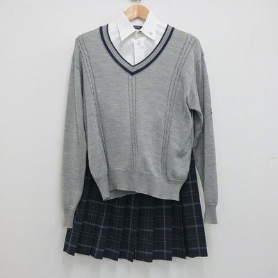 【中古】宮城県 古川学園高等学校 女子制服 4点（ブレザー・シャツ・ニット・スカート）sf021155