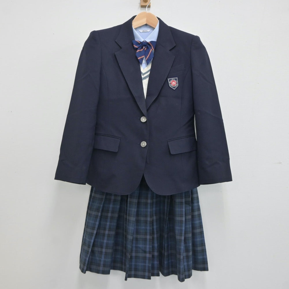 【中古】埼玉県 三郷北高等学校 女子制服 5点（ブレザー・シャツ・ニット・スカート）sf021171