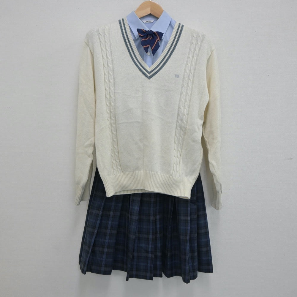 【中古】埼玉県 三郷北高等学校 女子制服 5点（ブレザー・シャツ・ニット・スカート）sf021171