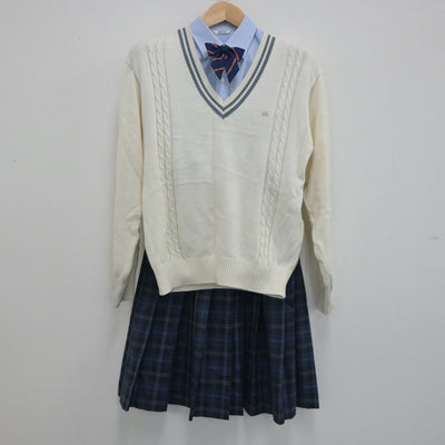 【中古】埼玉県 三郷北高等学校 女子制服 5点（ブレザー・シャツ・ニット・スカート）sf021171