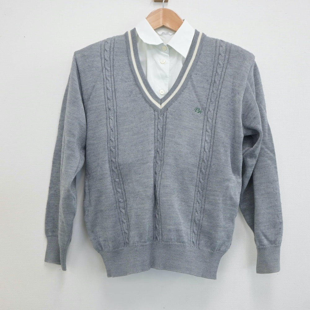 【中古】愛媛県 愛媛大学附属高等学校 女子制服 2点（シャツ・ニット）sf021196