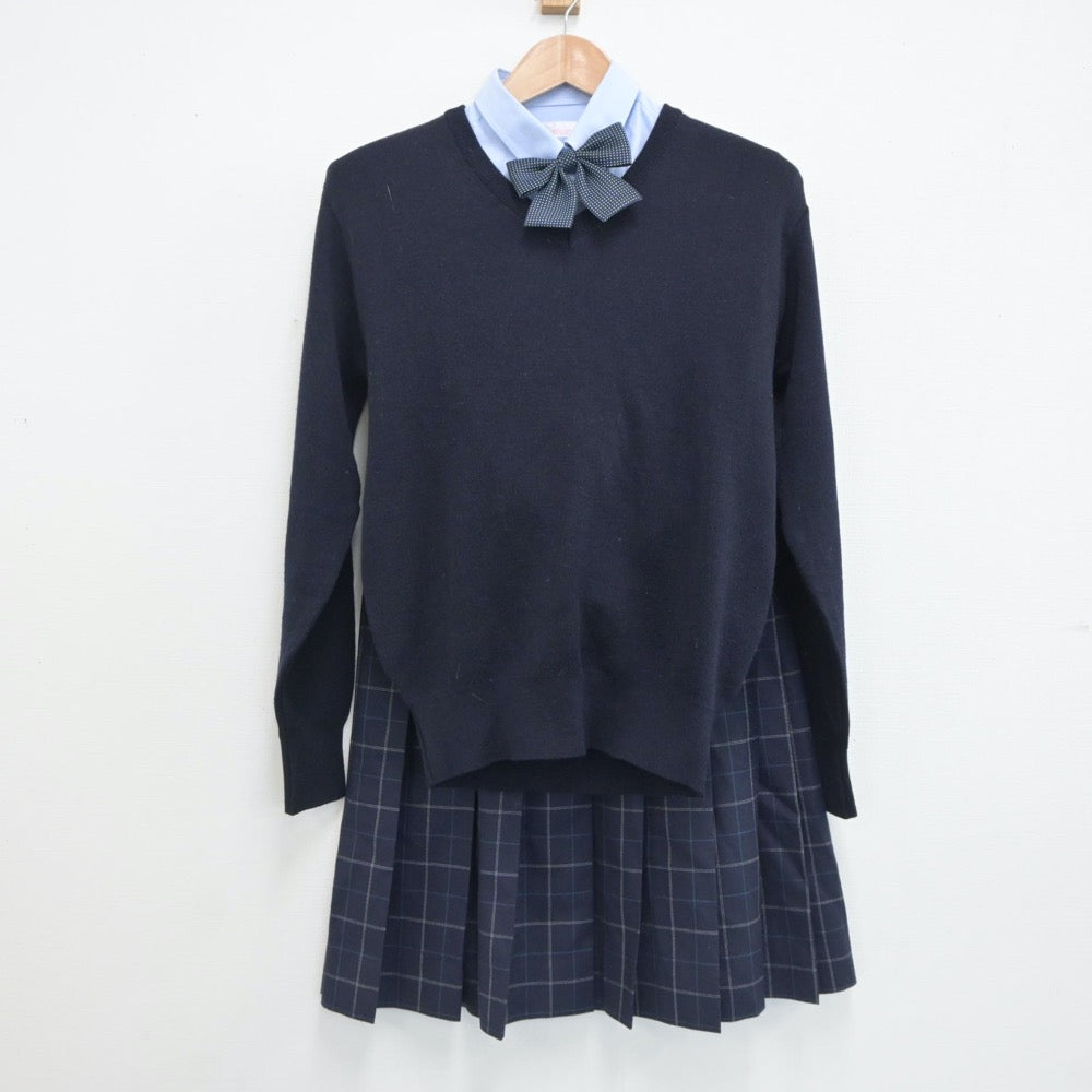 【中古】群馬県 利根実業高等学校 女子制服 5点（ブレザー・シャツ・ニット・スカート）sf021197