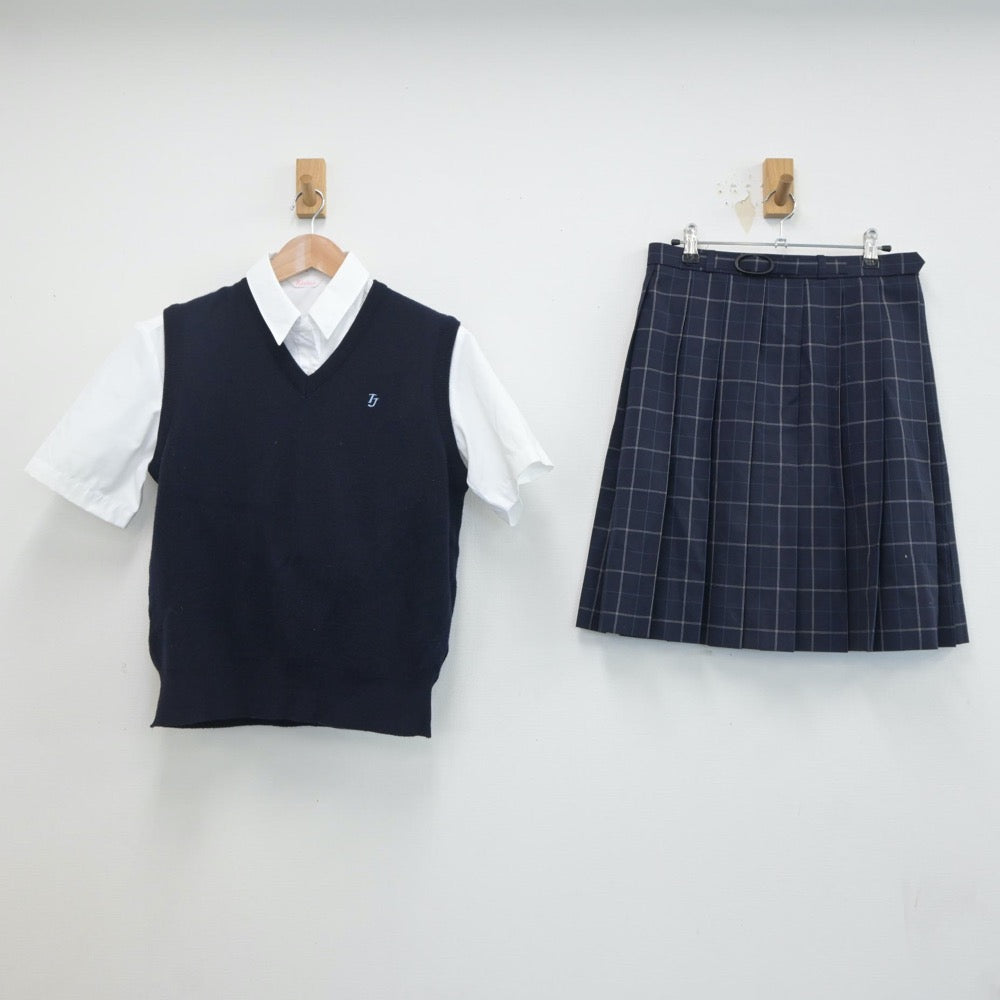 【中古】群馬県 利根実業高等学校 女子制服 3点（シャツ・ニットベスト・スカート）sf021198