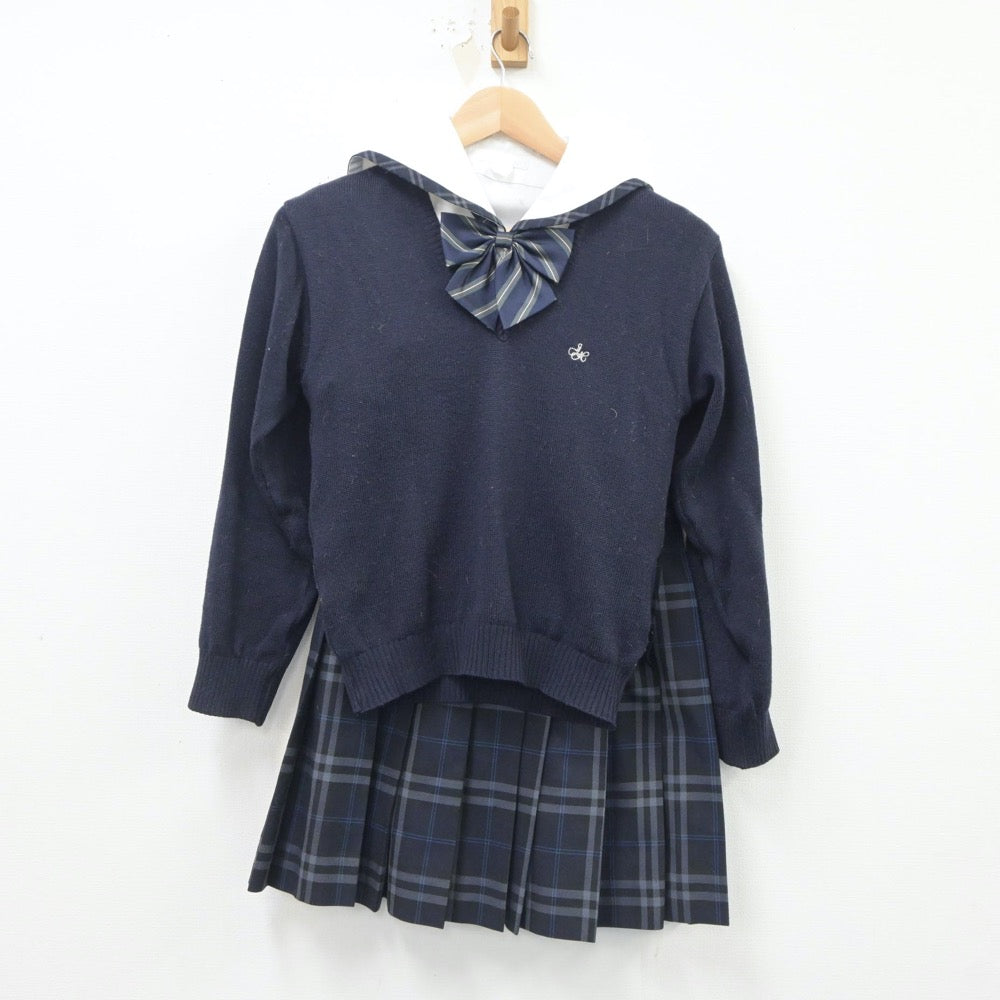 【中古】福岡県 自由が丘高等学校 女子制服 5点（ブレザー・セーラー服・ニット・スカート）sf021230