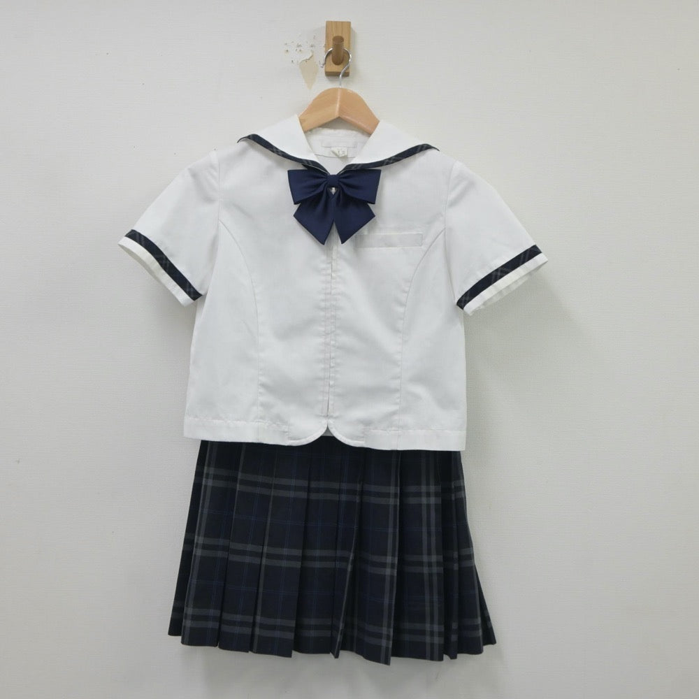 【中古】福岡県 自由が丘高等学校 女子制服 5点（セーラー服・ニットベスト・スカート）sf021231