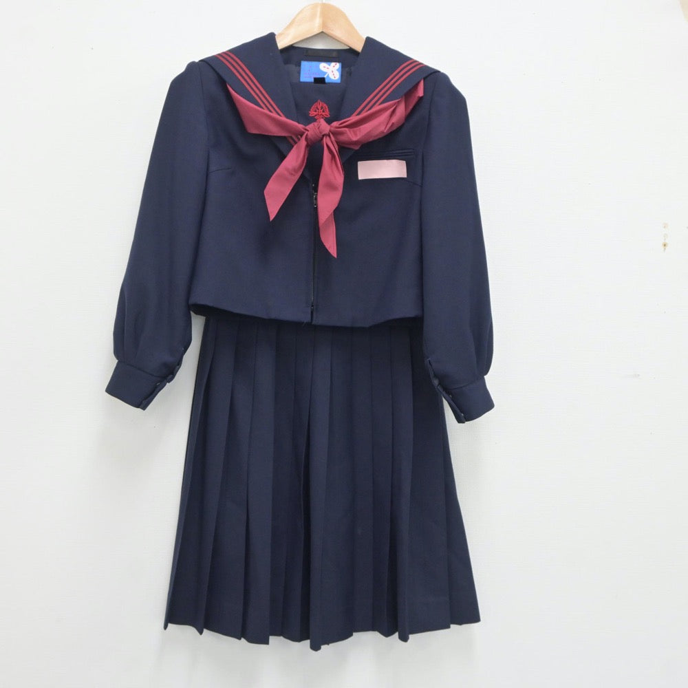 【中古】福岡県 後藤寺中学校 女子制服 3点（セーラー服・スカート）sf021242