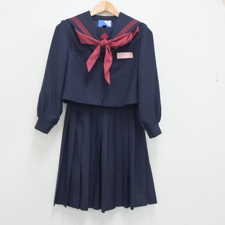 F336 (中古) 愛知県 鳳来中学校 セーラー服 上下セット /13/W66/丈63