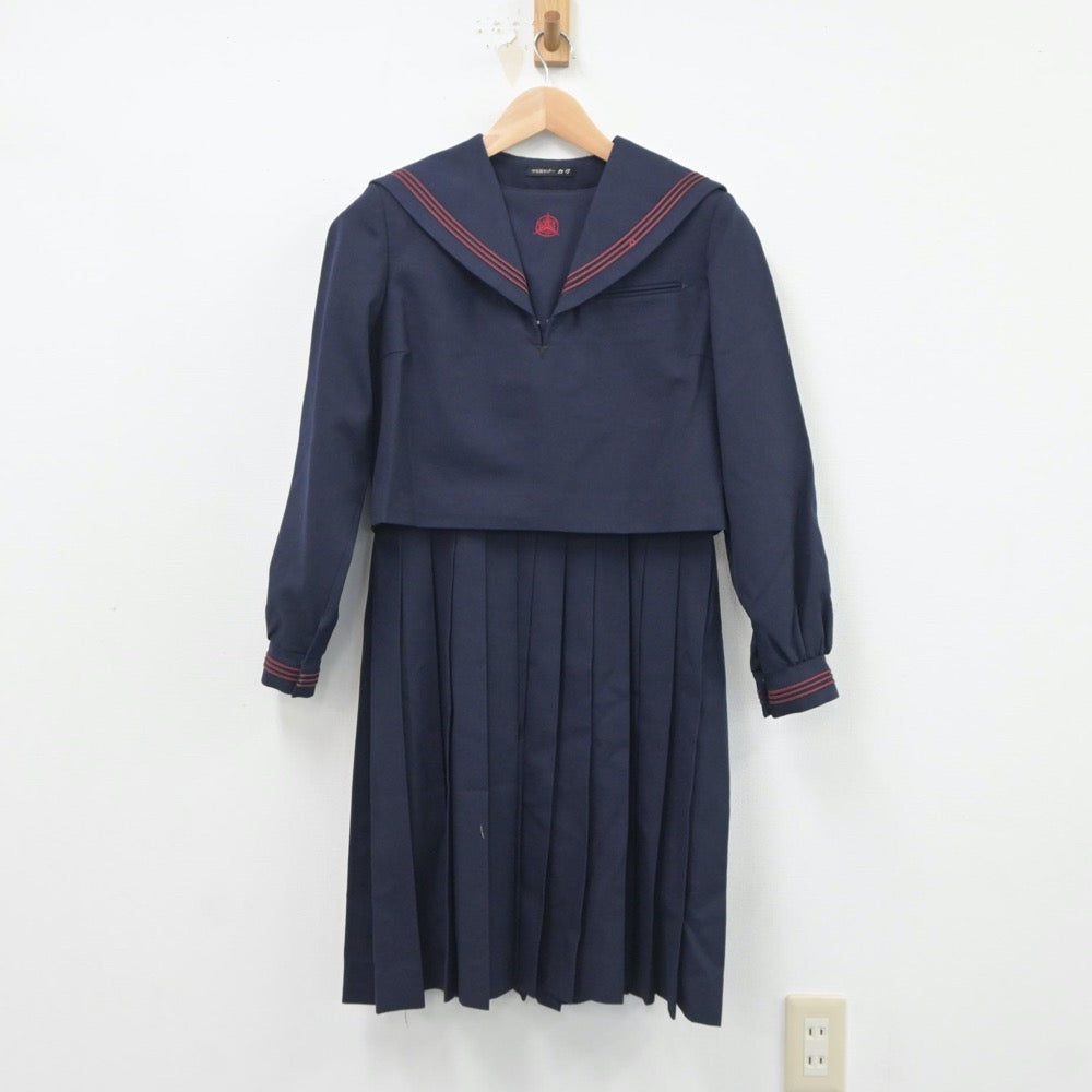 【中古】福岡県 新宮高等学校 女子制服 2点（セーラー服・ジャンパースカート）sf021277