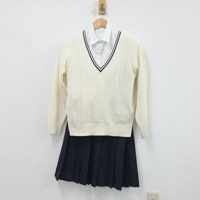 【中古】大阪府 清教学園高等学校 女子制服 5点（ブレザー・ニット・シャツ・スカート）sf021283