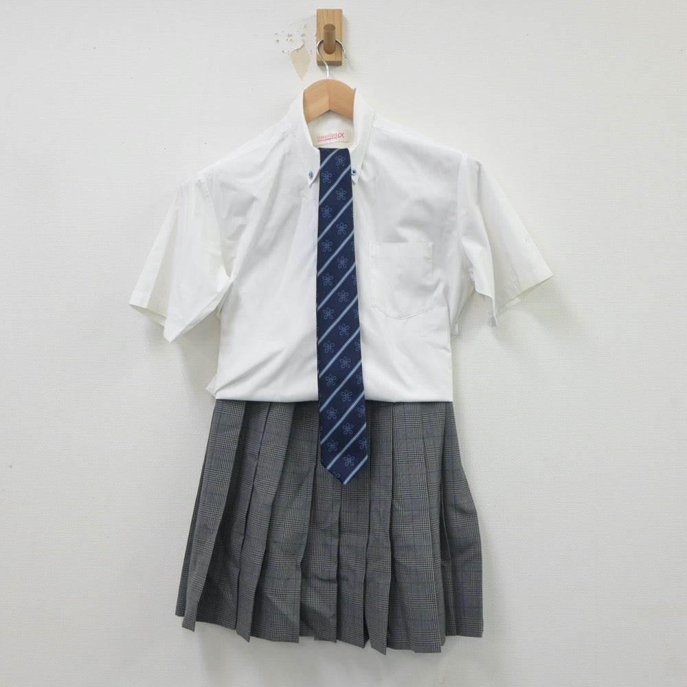 【中古】大阪府 近畿大学付属高校 女子制服 4点（ニットベスト・シャツ・スカート）sf021288