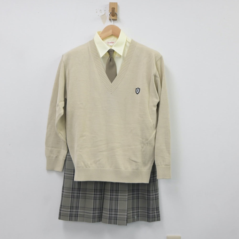 【中古】茨城県 土浦日本大学高等学校 女子制服 6点（ブレザー・ニット・シャツ・スカート）sf021290