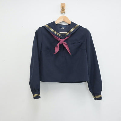 【中古】青森県 弘前学院聖愛高等学校 女子制服 3点（セーラー服・ニット・スカート）sf021313