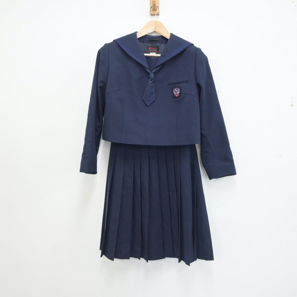 【中古】福岡県 福岡県立鞍手竜徳高等学校 女子制服 2点（セーラー服・スカート）sf021319