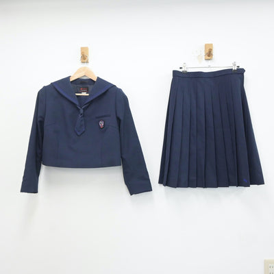 【中古】福岡県 福岡県立鞍手竜徳高等学校 女子制服 2点（セーラー服・スカート）sf021319