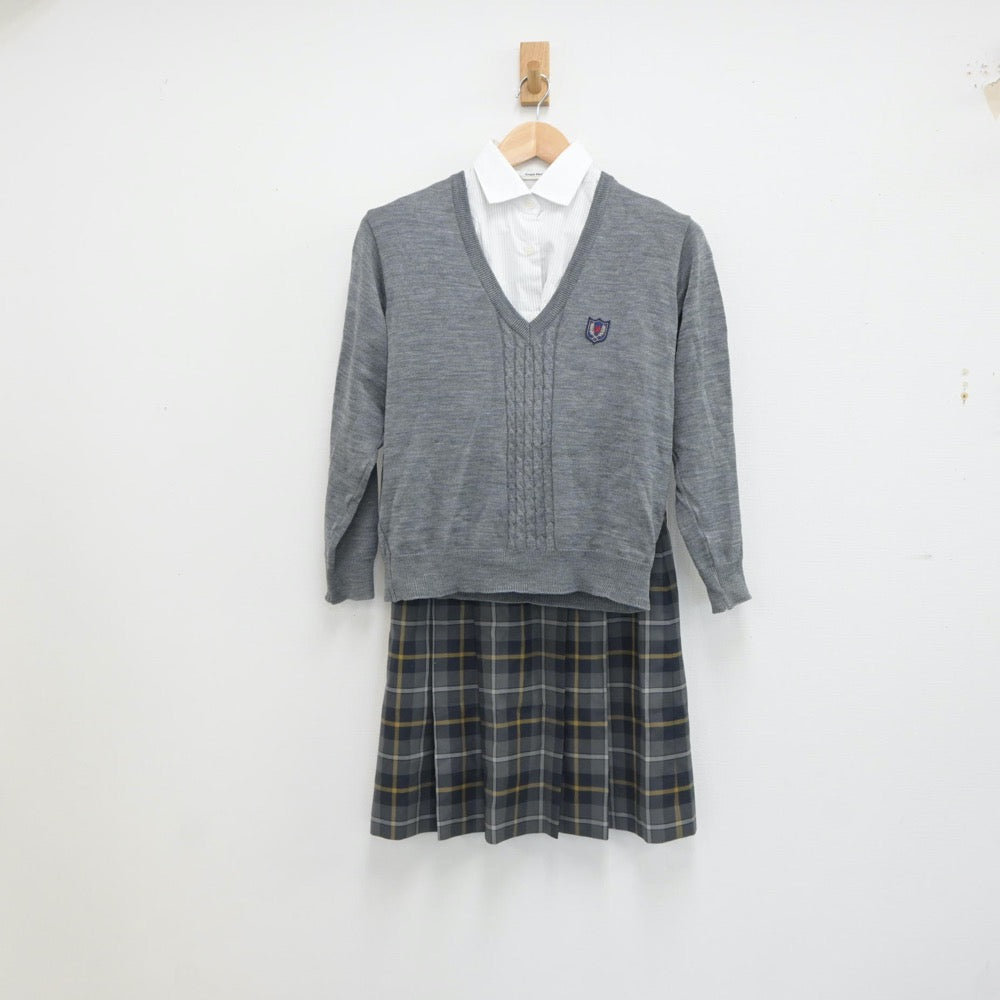 【中古】東京都 私立桜丘高等学校 女子制服 3点（シャツ・ニット・スカート）sf021333