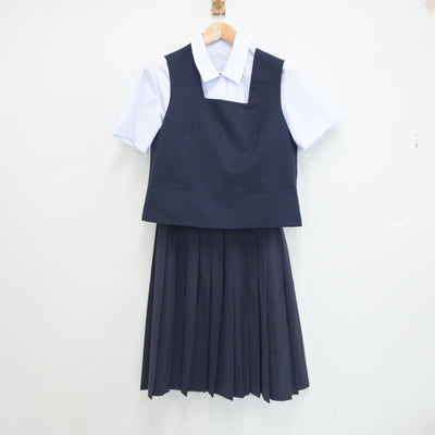 【中古】群馬県 高崎市立倉賀野中学校 女子制服 3点（シャツ・ベスト・スカート）sf021346