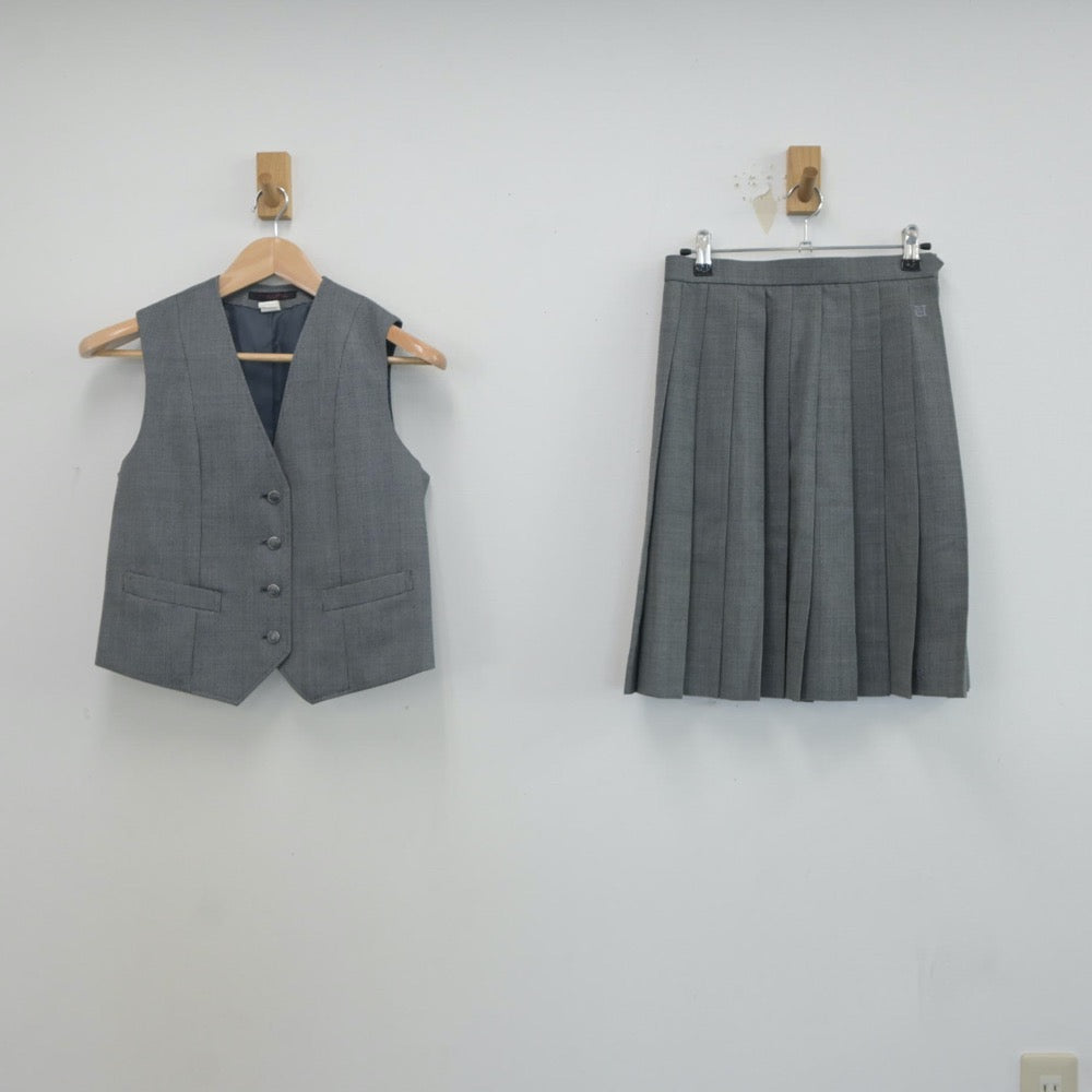 【中古】茨城県 茨城県立牛久高等学校 女子制服 2点（ベスト・スカート）sf021353