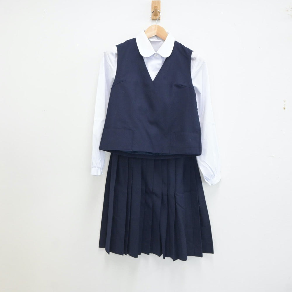 【中古】宮城県 名取市立第一中学校 女子制服 4点（セーラー服・シャツ・ベスト・スカート）sf021365