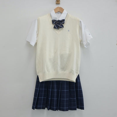 【中古】東京都 駒込高等学校 女子制服 4点（シャツ・ニットベスト・スカート）sf021416