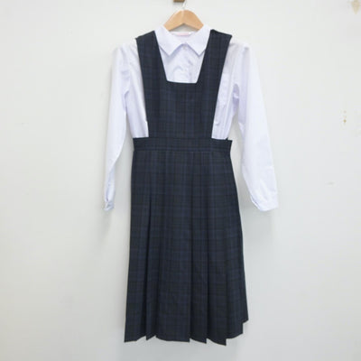 【中古】福岡県 和白中学校 女子制服 4点（シャツ・シャツ・ジャンパースカート）sf021450