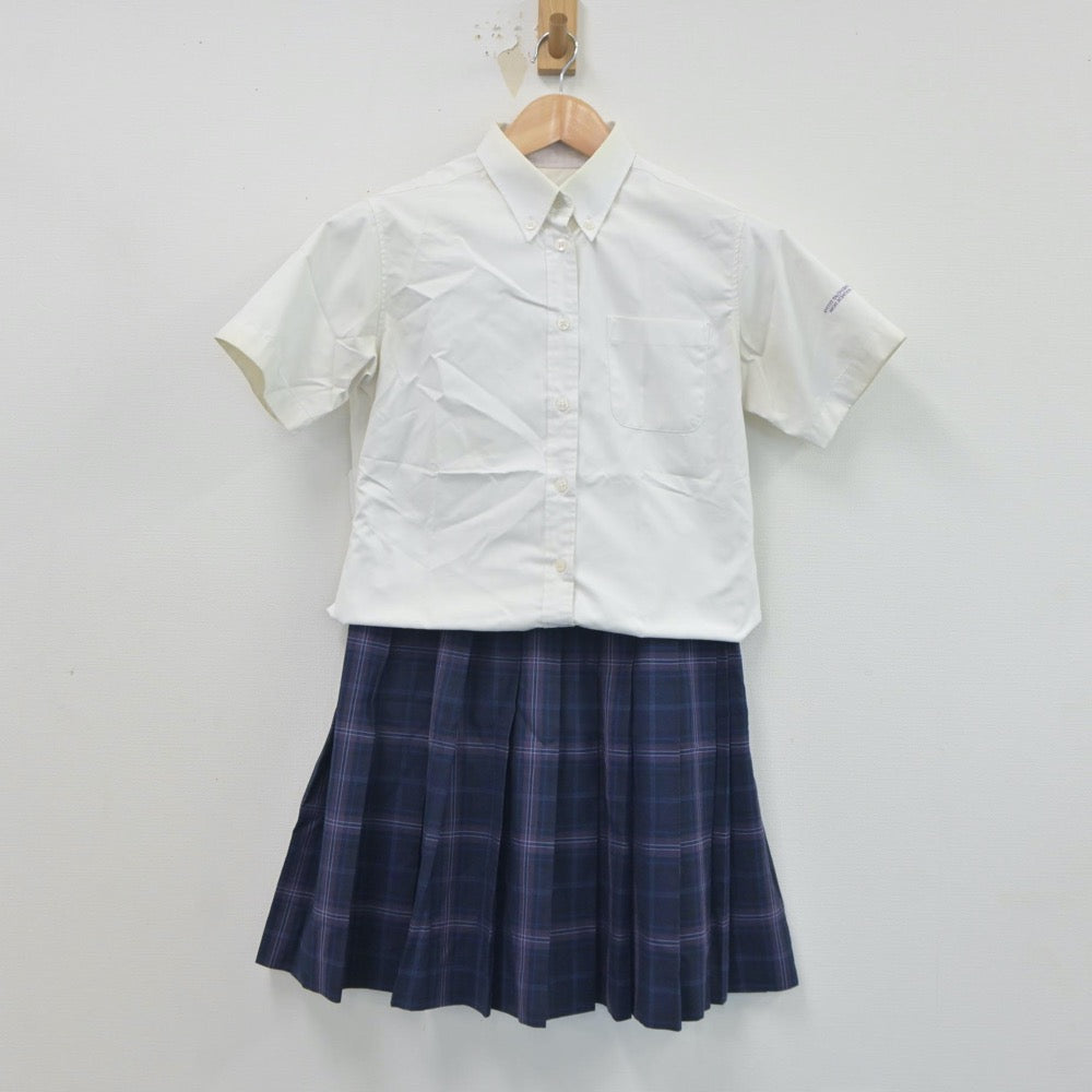 【中古】京都府 京都橘高等学校 女子制服 3点（シャツ・スカート）sf021464